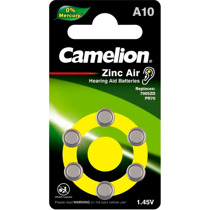 Батарейка для слуховых аппаратов CAMELION Zinc-Air 10 6шт/уп (15056010)
