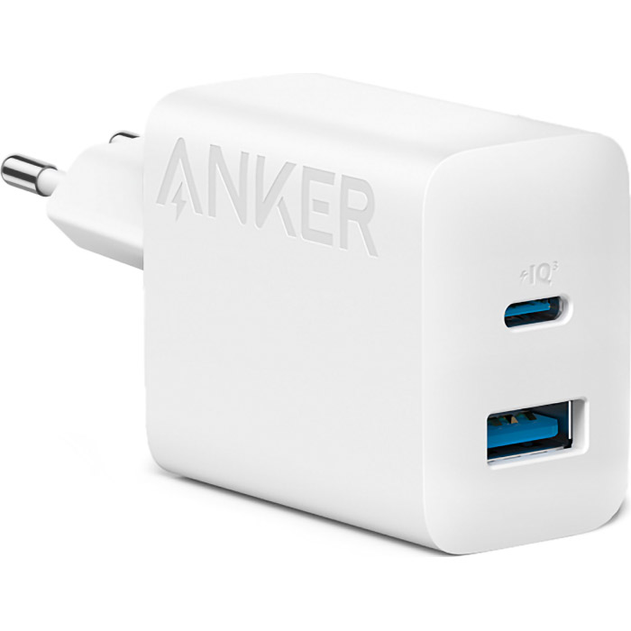 Зарядний пристрій ANKER PowerPort 312 20W 1xUSB-C, 1xUSB-A, PD3.0, PIQ3.0, QC3.0 White (A2348G21)