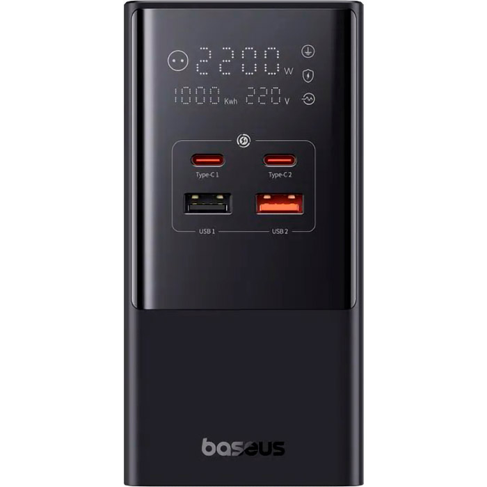 Зарядний пристрій BASEUS GaN PowerCombo Tower Power Strip 2AC+2U+2C 100W Black (E00023609113-00)