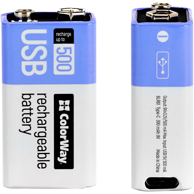 Акумулятор COLORWAY USB «Крона» 390mAh, USB-C заряджання (CW-UB9V-06)