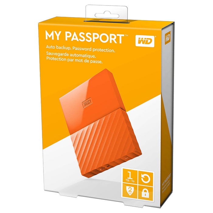 Портативний жорсткий диск WD My Passport 1TB USB3.0 Orange (WDBYNN0010BOR-WESN)