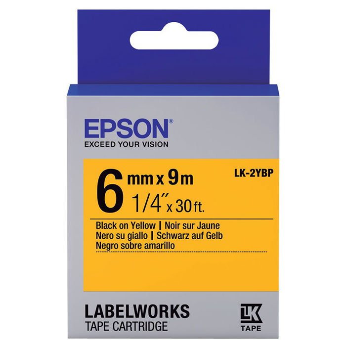 Стрічка EPSON LK-2YBP 6mm Black on Yellow Pastel (C53S652002)