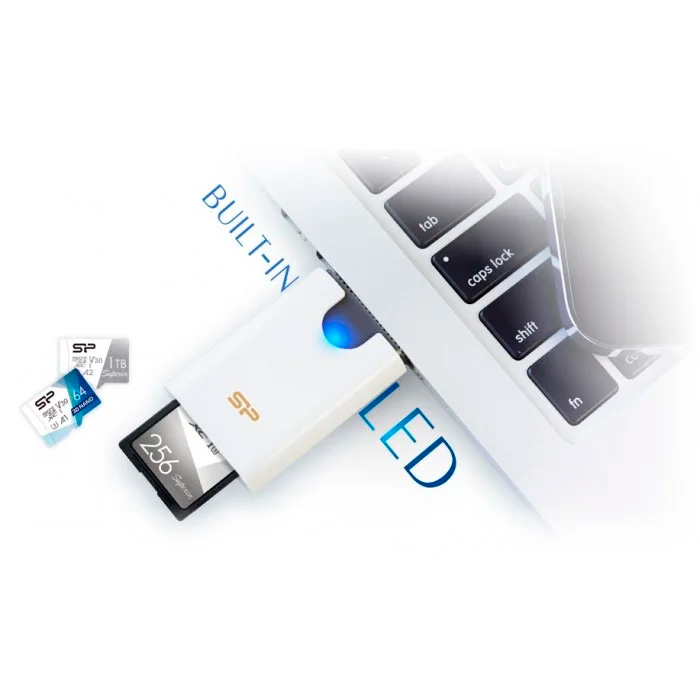 Кардридер SILICON POWER Combo SD/microSD USB3.2 White (SPU3AT5REDEL300W)