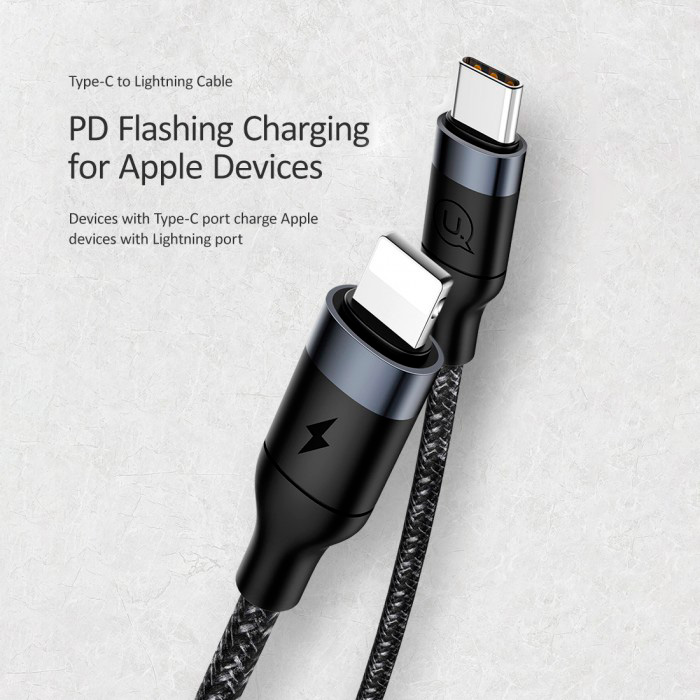 Кабель USAMS US-SJ350 U31 Type-C to Lightning PD 18W Fast Charging Cable 1.2м Black (SJ350USB01)