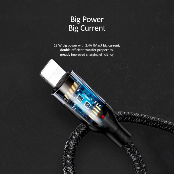 Кабель USAMS US-SJ350 U31 Type-C to Lightning PD 18W Fast Charging Cable 1.2м Black (SJ350USB01)