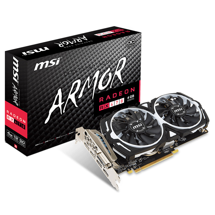 Відеокарта MSI Radeon RX 470 4GB GDDR5 256-bit Armor OC (RX 470 ARMOR 4G OC)