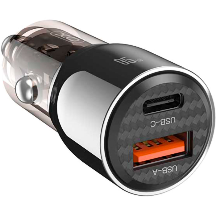 Автомобильное зарядное устройство XO CC58 1xUSB-A, 1xUSB-C, 95W Car Charger Gray (CC58_TARNISH)