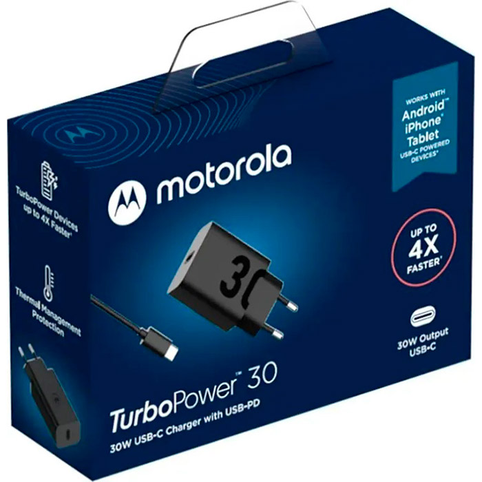 Зарядний пристрій MOTOROLA TurboPower 30 Wall Charger Black w/Type-C to Type-C cable