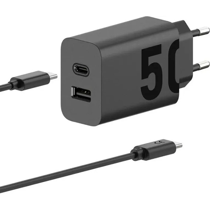 Зарядний пристрій MOTOROLA TurboPower 50 Duo Wall Charger Black w/Type-C to Type-C cable