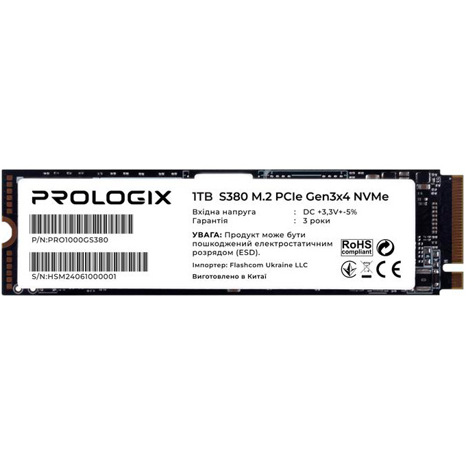 SSD диск PROLOGIX S380 1TB M.2 NVMe