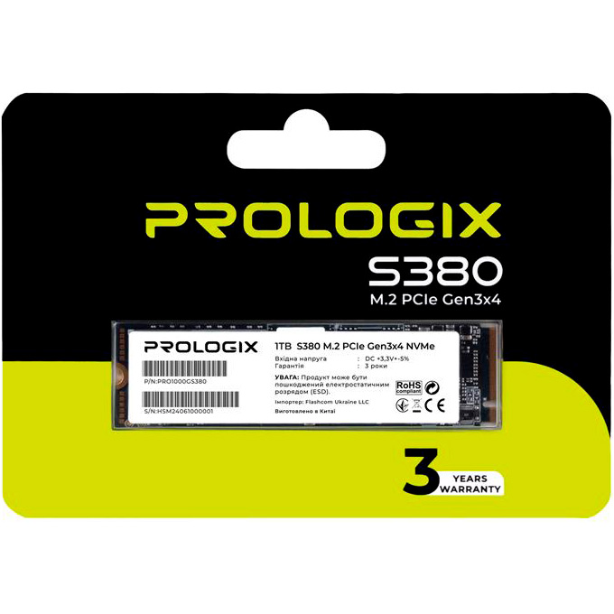 SSD диск PROLOGIX S380 1TB M.2 NVMe