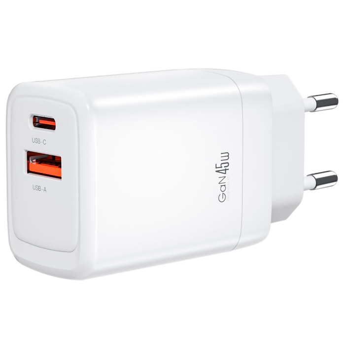 Зарядний пристрій XO CE16 1xUSB-A, 1xUSB-C, QC3.0, PD45W White (CE16_WHITE)