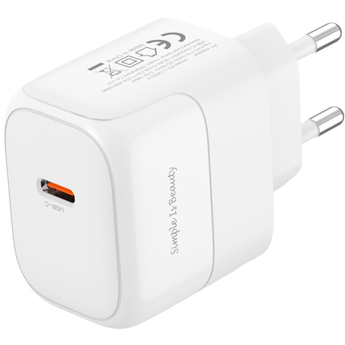 Зарядний пристрій XO L136 1xUSB-C, PD20W White (L136_WHITE)