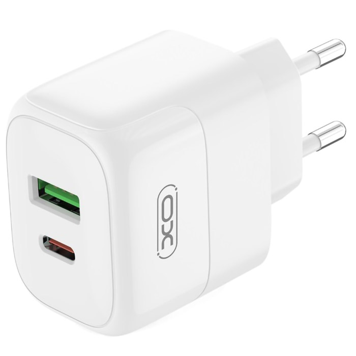 Зарядний пристрій XO L137 1xUSB-C, 1xUSB-A, QC3.0, PD20W White (L137_WHITE)