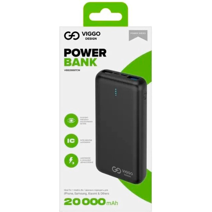 Повербанк VIGGO Design Power Bank 20000mAh Black