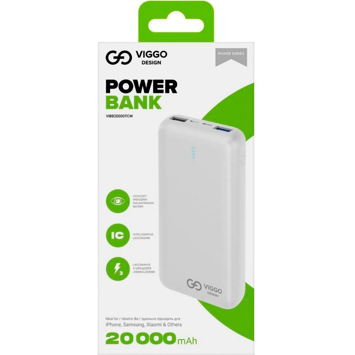 Повербанк VIGGO Design Power Bank 20000mAh White