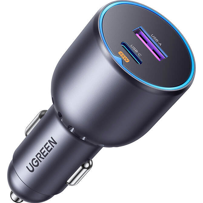 Автомобильное зарядное устройство UGREEN EC701 63W 1xUSB-C, 1xUSB-A, PD3.0, QC3.0 Car Charger Gray (35023)