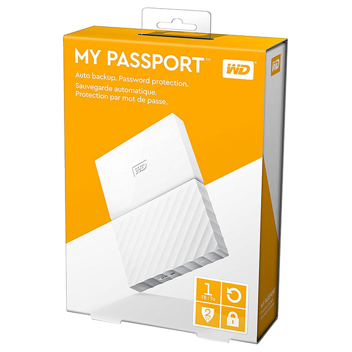 Портативный жёсткий диск WD My Passport 1TB USB3.0 White (WDBYNN0010BWT-WESN)