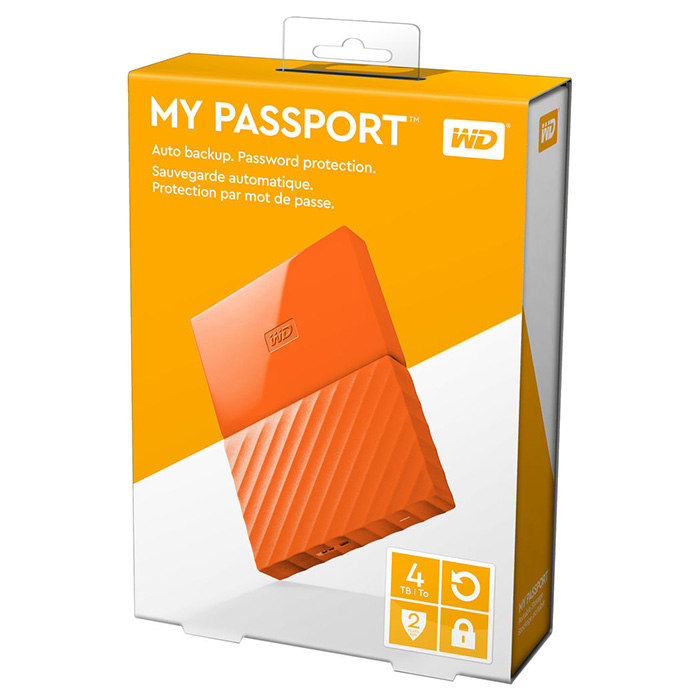Портативный жёсткий диск WD My Passport 4TB USB3.0 Orange (WDBYFT0040BOR-WESN)