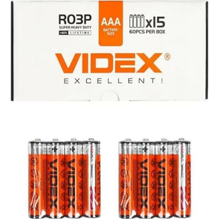 Батарейка VIDEX Super Heavy Duty AAA 410mAh 60шт/уп (R03P/AAA 60PCS SC)