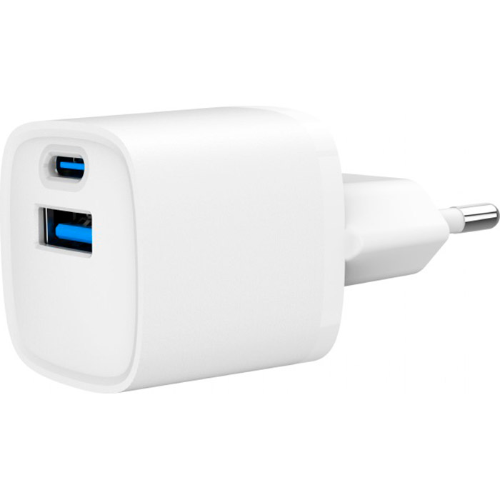 Зарядний пристрій GEMBIRD 1xUSB-A, 1xUSB-C, PD20W + QC3.0 White (TA-UC-PDQC20-W-01)