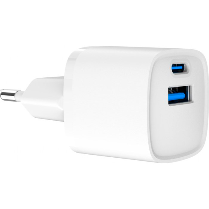 Зарядний пристрій GEMBIRD 1xUSB-A, 1xUSB-C, PD20W + QC3.0 White (TA-UC-PDQC20-W-01)