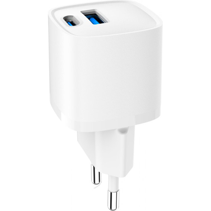 Зарядний пристрій GEMBIRD 1xUSB-A, 1xUSB-C, PD20W + QC3.0 White (TA-UC-PDQC20-W-01)