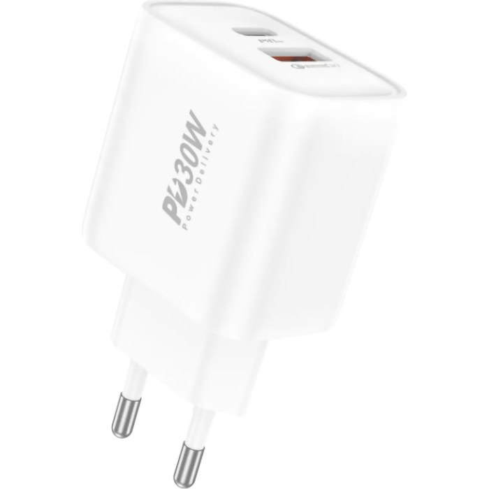 Зарядное устройство FONENG PD30W 1xUSB-A, 1xUSB-C White