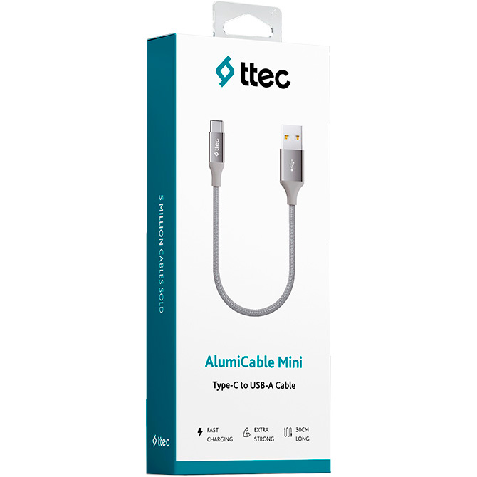 Кабель TTEC 2DK26 AlumiCable Mini Type-C to USB-A 0.3м Space Gray (2DK26UG)