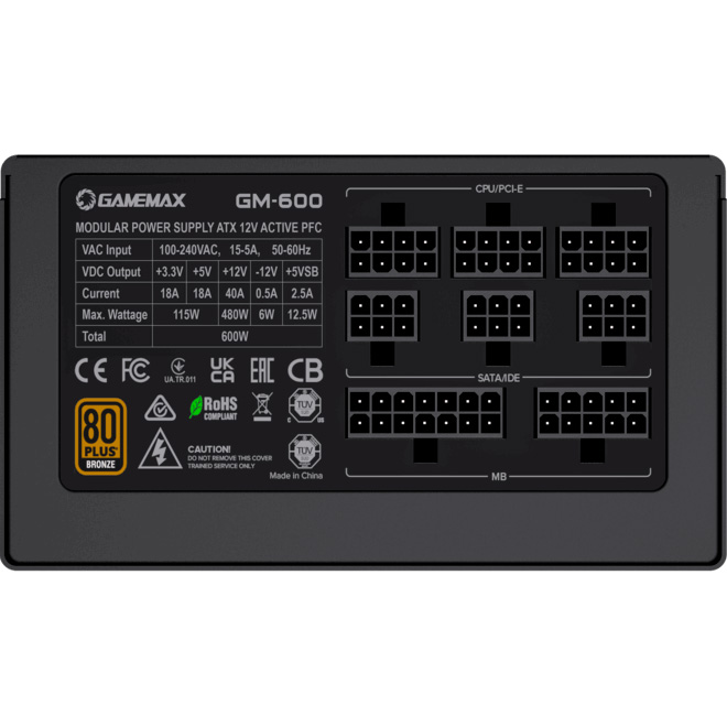 Блок живлення 600W GAMEMAX GM-600 Modular Black