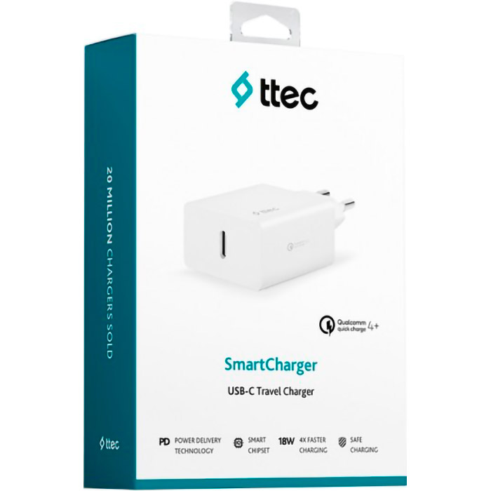 Зарядний пристрій TTEC SmartCharger QC/PD White w/Type-C to Lightning cable (2SCS22BL)