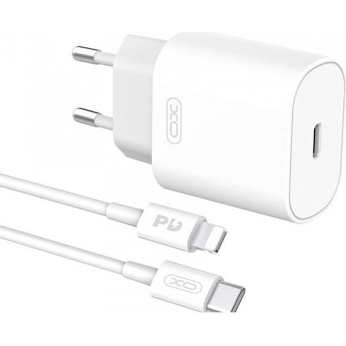 Зарядное устройство XO L91 1xUSB-C, PD25W White w/Type-C to Lightning cable (L91I-WH)