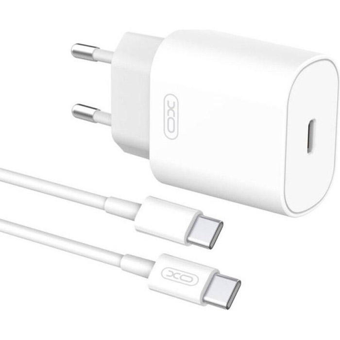 Зарядний пристрій XO L91 1xUSB-C, PD25W White w/Type-C to Type-C cable (L91C-WH)