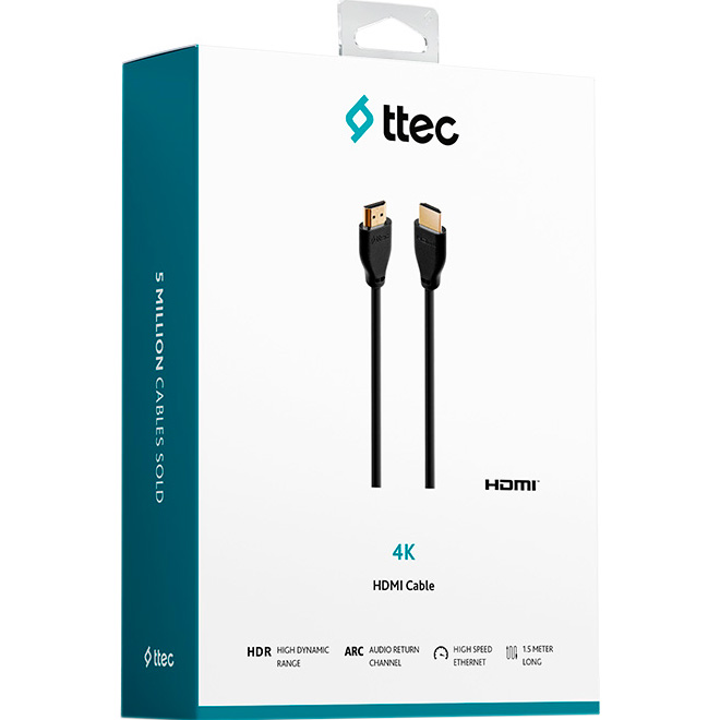 Кабель TTEC 2DK38 Male to Male 4K HDMI v2.0 1.5м Black