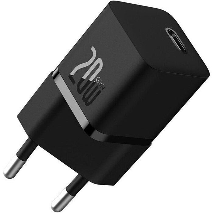 Зарядний пристрій BASEUS GaN5 Fast Charger Mini 1C 20W Black w/Type-C to Type-C cable (P10110900113-00)