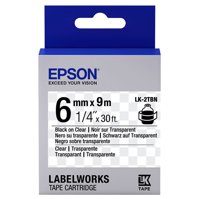 Стрічка EPSON LK-2TBN 6mm Black on Clear (C53S652004)