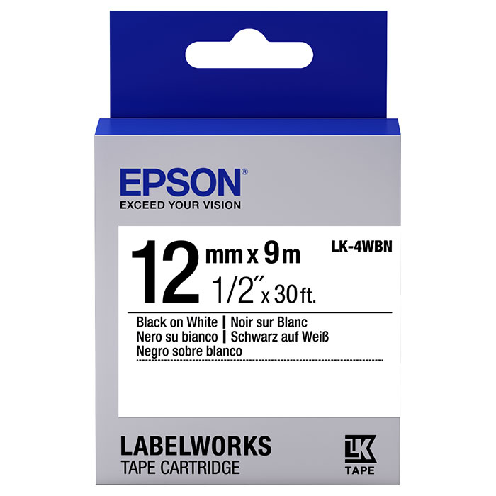 Лента EPSON LK-4WBN 12mm Black on White (C53S654021)