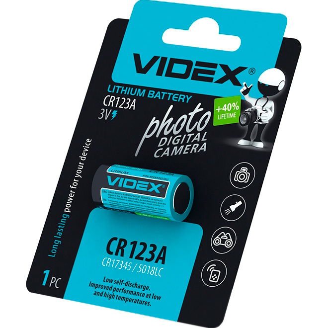 Батарейка VIDEX Lithium CR123A (CR123A 1PC)