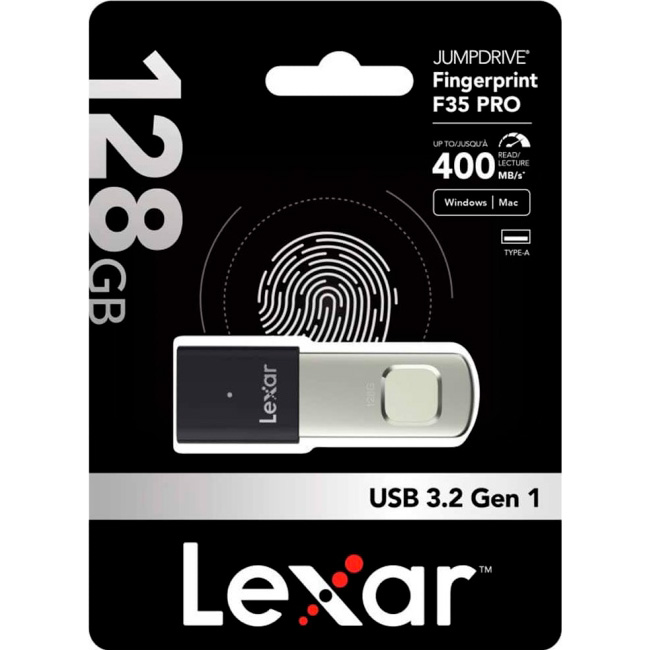 Флешка LEXAR JumpDrive Fingerprint F35 Pro USB3.2 128GB (LJDF35P128G-RNBNG)