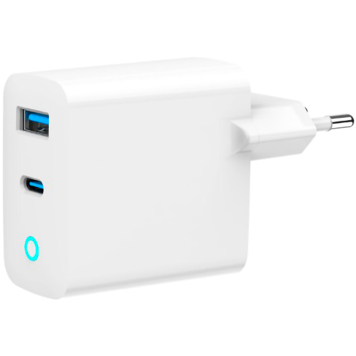 Зарядний пристрій GEMBIRD 1xUSB-A, 1xUSB-C, PD+QC3.0 45W White (TA-UC-PDQC45L-W-01)