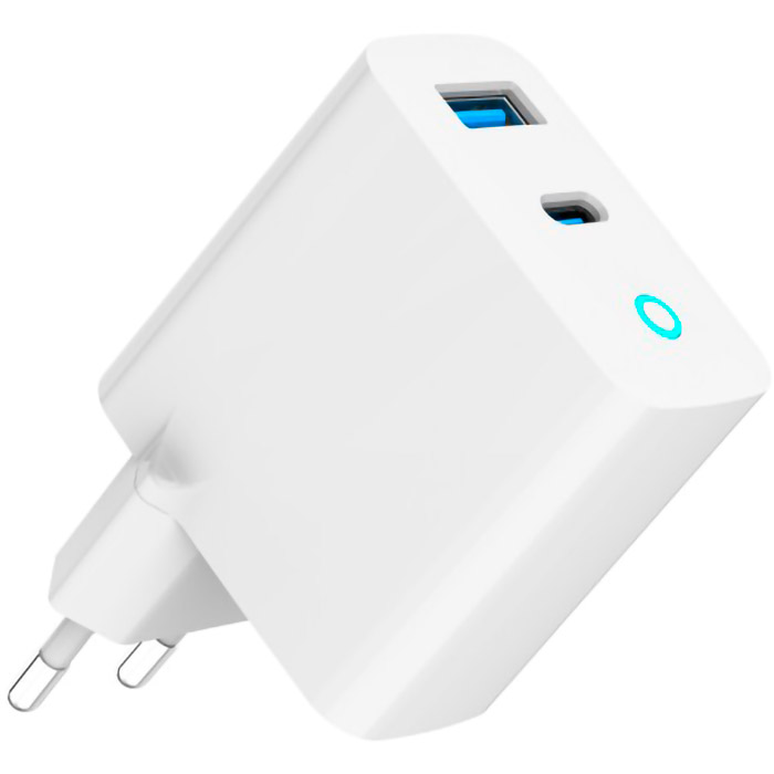 Зарядний пристрій GEMBIRD 1xUSB-A, 1xUSB-C, PD+QC3.0 45W White (TA-UC-PDQC45L-W-01)