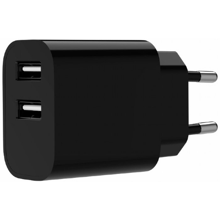 Зарядний пристрій GEMBIRD 2xUSB-A, 2.4A, 12W Black (TA-UC-2A12-01-BK)