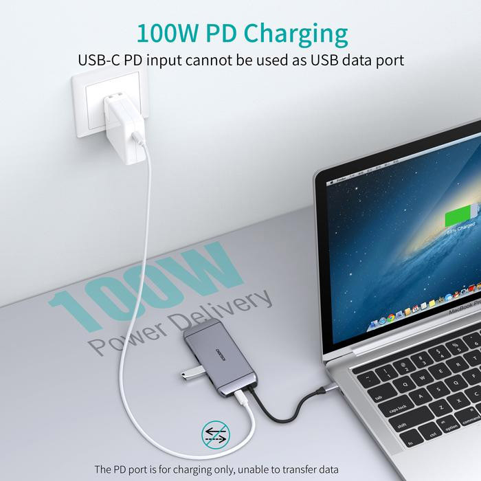 Порт-репликатор CHOETECH M15 9-in-1 USB-C Adapter Hub with 4K HDMI, 100W PD, 3xUSB 3.0, RJ-45 (HUB-M15)