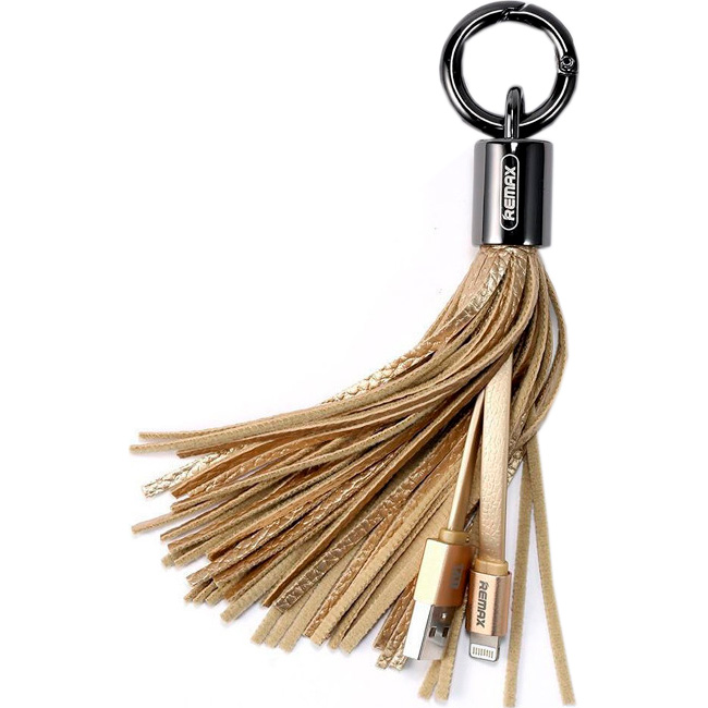 Кабель-брелок REMAX RC-053I Tassels Ring USB-Lightning 0.15м Gold (6954851260172)