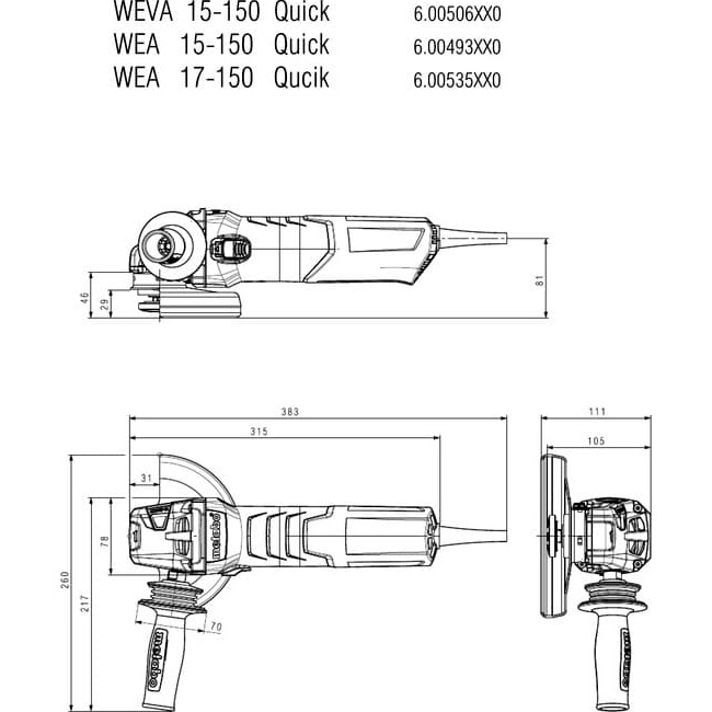 Угловая шлифовальная машина METABO WEA 17-150 Quick (600535000)