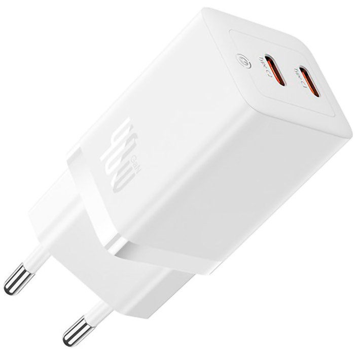 Зарядний пристрій BASEUS GaN5 Pro Fast Charger C+C 40W White (CCGP180102)