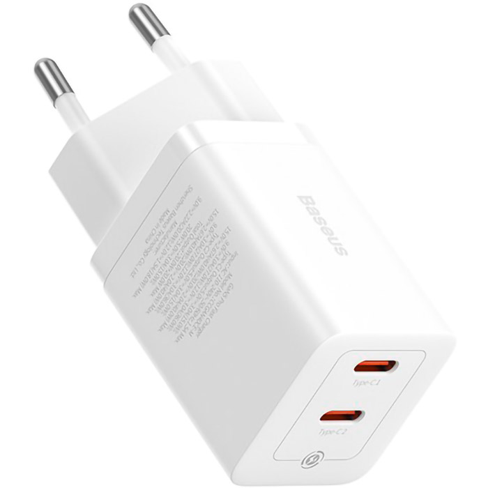 Зарядний пристрій BASEUS GaN5 Pro Fast Charger C+C 40W White (CCGP180102)