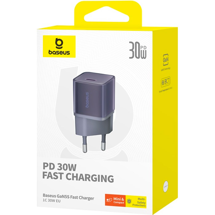 Зарядний пристрій BASEUS GaN5S Fast Charger 1C 30W Midnight Purple (P10162504523-00)