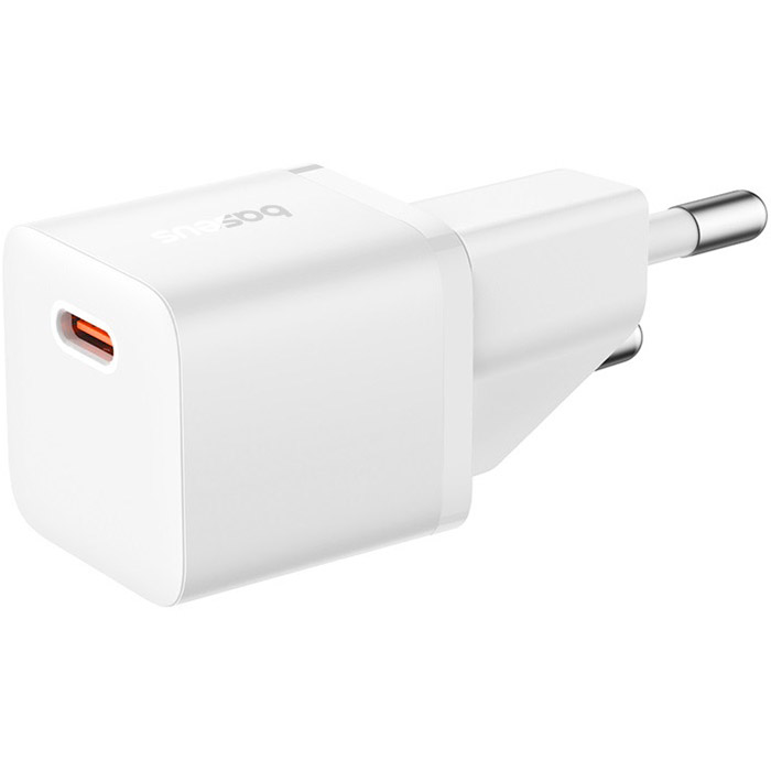 Зарядний пристрій BASEUS GaN5 Fast Charger Mini 1C 20W Moon White w/Type-C to Type-C cable (P10110900213-01)