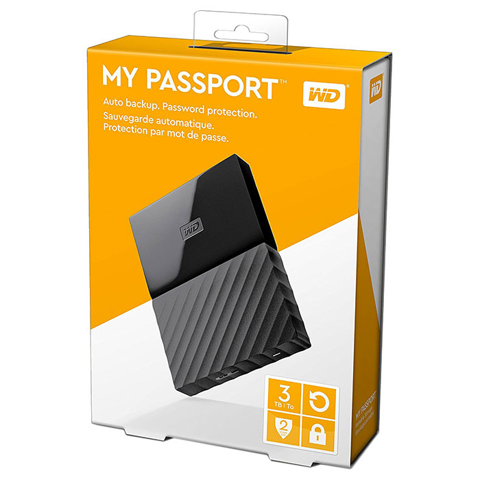 Портативный жёсткий диск WD My Passport 3TB USB3.0 Black (WDBYFT0030BBK-WESN)